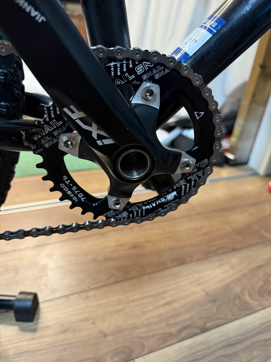 34Tから38Tへ交換した26インチMTBのフロントチェーンリング